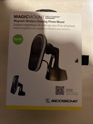 Scosche MAGICMOUNT Pro Charge Window/Dash Magsafe Wireless Charging Mount -Black - Image 1 of 4