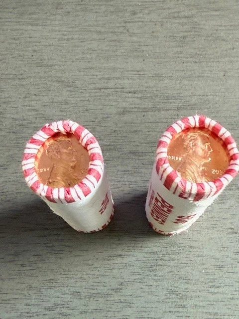 2 Rolls: (1) 2025 P  &  (1) 2025 D Lincoln Penny  Uncirculated  from bank  boxes - Image 1 of 1