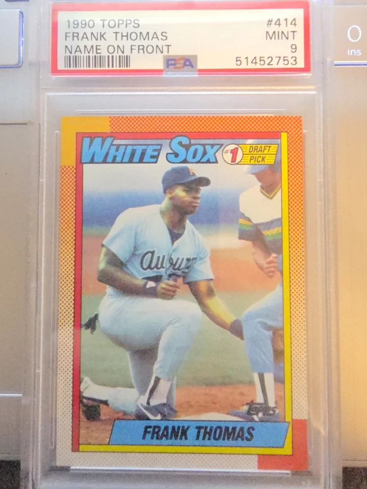 1990 TOPPS FRANK THOMAS NAME ON FRONT #1 DRAFT PICK ROOKIE CARD PSA 9 MINT - Image 1 of 2