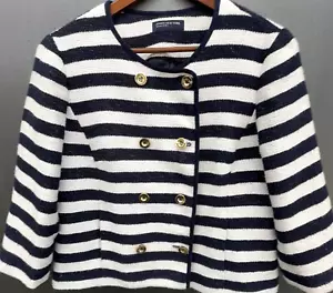 Jones New York Jacke XL blau weiß gestreift Goldknöpfe Coastal Prep Blazer Top - Bild 1 von 9