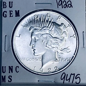 1922 P BU GEM PEACE SILVER DOLLAR UNC MS+++ U.S. MINT RARE COIN 9475 - Picture 1 of 3