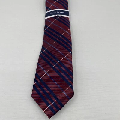 Corbata regular a cuadros Powell roja talla única Club Room para hombre $55 nueva con etiquetas Foto 1 de 3