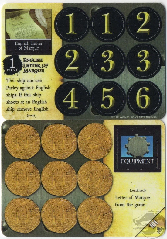 Wizkids Pirates Pocketmodel - English Letter Of Marque (equipment) F&S 101 Rare - Image 1 of 1