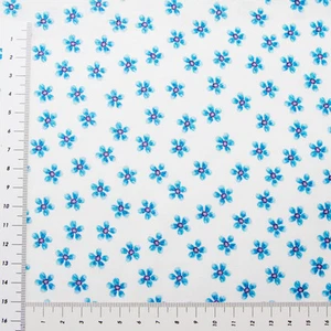 Blaue Blumen auf Weiß Beistoff zu Eulen  im Herbst  Patchwork Stoffe (0647) - Bild 1 von 1