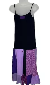 Vestido sin mangas Anne Aspirations acolchado trabajo vanguardista boho retazos púrpura estampados mixtos - Imagen 1 de 17
