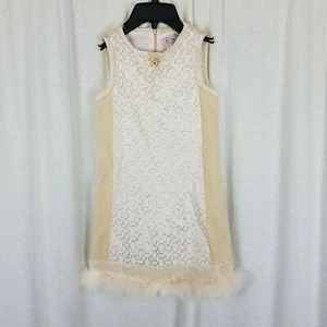 Miss Blumarine Velvet Metallic Fur Jeweled Dressy Dress Girls 8 Italy Flapper - Picture 1 of 9