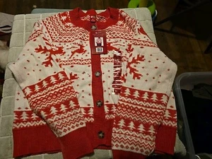 Dec. 25th Women's Holiday Knit Button-Down Cardigan Sweater Christmas Red NEW XL - Picture 1 of 4