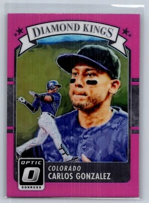 2016 帕尼尼多鲁斯光学棒球卡洛斯冈萨雷斯钻石国王粉色奖赛#9 — 第 1/2 张图片