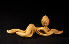 TL047ca - 20x6.5x7.5 CM Hand Carved Boxwood Carving : Drunk Woman Lady Girl