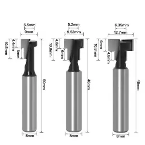 3pcs T-Nutfräser Set T-Nut Schaft 8 mm Für M5 M6 M8 Sechskantschrauben CE - Bild 1 von 9
