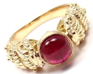 Very Rare! Authentic Zolotas Greece 18k Yellow Gold Pink Tourmaline Band Ring - Picture 1 of 8
