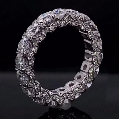 3.45 TCW Round Cut Moissanite Eternity Wedding Band Ring 14k White Gold Plated - Image 1 of 4