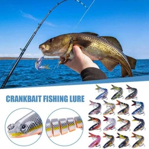 Señuelos de pesca 8 segmentos pez lubina minnow swimbait aparejos gancho señuelo manivela cebo - Imagen 1 de 14