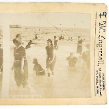 Brighton Beach Brooklyn Bather Stereoview c1895 Ingersoll New York Swimming G911