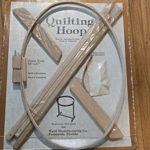 New Quilting Hoop and Stand #400 Wooden 18” x 27” Oval Frame Ward Mfg Gibbs - Picture 1 of 6