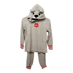 Jolly Jammies Girls 2 Piece Bear Hoodie Costume Pajama Set-8-Gray-Fleece - Picture 1 of 5