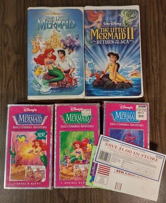 Lot Of 5 The Little Mermaid VHS Ariels Undersea Adventures Sequels With Inserts - Image 1 of 4