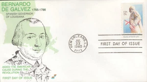 1980 FDC - Scott# 1826 - Bernardo De Galvez - Spectrum Cachet - Imagen 1 de 1