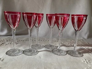 Saint Louis 6 Verres à Vin du Rhin en Cristal Rubis/ Overlay Art Déco 1930 - Imagen 1 de 12