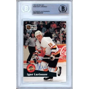 1991-92 NHL Pro Set #246 Igor Larionov Signed Card AUTO Beckett BAS Slab Canucks - Picture 1 of 6