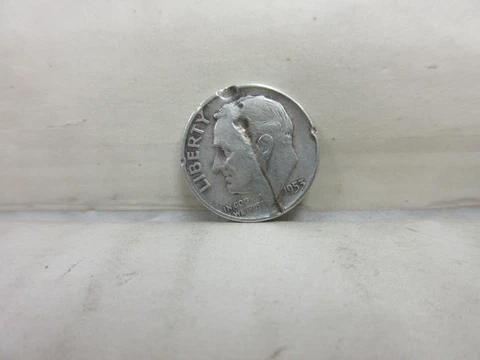 Error 1953 United States Roosevelt Dime 90% Silver US Coin w/ Planchet Defect Cover