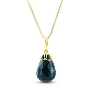 14K. GOLD NECKLACE WITH BRIOLETTE NATURAL EMERALD (Yellow Gold) - Picture 1 of 4