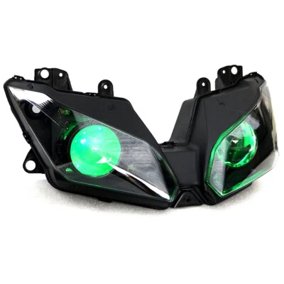 LED Headlamp Headlight Assembly For Kawasaki Ninja 300 2013-2018 Green Demon Eye Foto 1 de 4