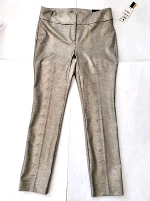 Alfani Petite Women's 6 P Metallic Slim Leg Ankle Pants Python Foil Rose Shimmer - Image 1 of 4