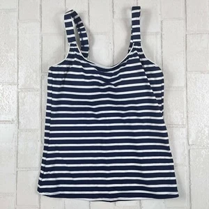 Lands End reg 498250 blouson scoop neck tankini navy white stripe swim top 2 - Picture 1 of 2