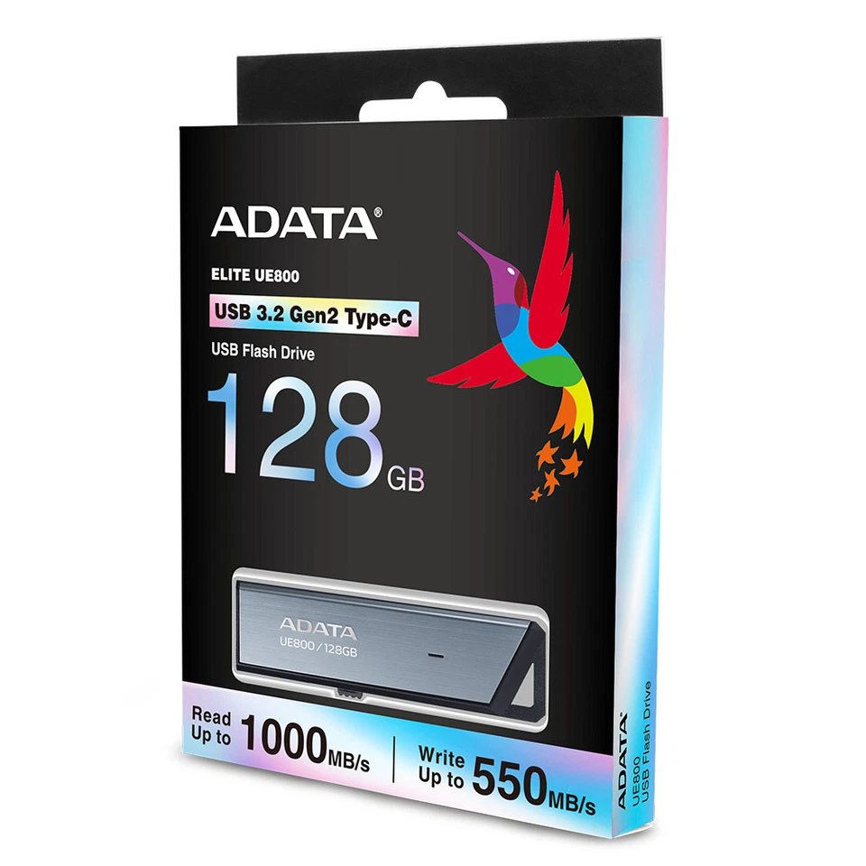 128GB ADATA UE800 USB3.2 (GEN2) TYPE-C FLASH DRIVE TITANIUM - Image 1 of 1