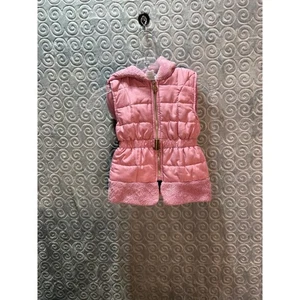 Nicole Miller New York Pink Puffer Vest Hooded Faux Fur Trim Girls Size 6 - Picture 1 of 4