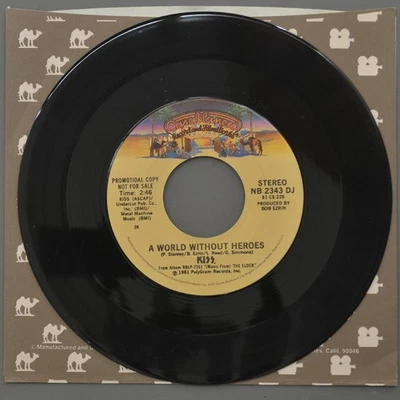 45 RPM 7" KISS Promo A World Without Heroes Mono/Stereo Ships Free in USA - Image 1 of 2