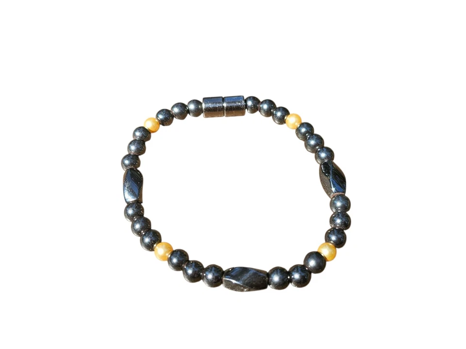 Pulsera Hematita y Perla Cierre Magnético 8" Foto 1 de 1