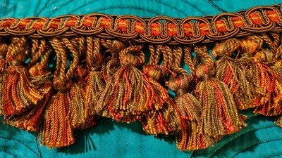 Borla Flecos Borla 3" Cortinas Tapicería Decoración del Hogar Borgoña Dorado Verde 2.25 Yardas Foto 1 de 4