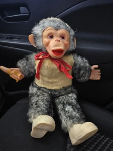 Vintage Zippy Monkey Mr Bim Zip Plush Banana  Toy Rubber Face Doll 16" - Picture 1 of 8