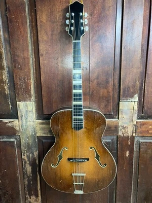 Yngve Barslev F Hole Carved Arch Top Danish Jazz Street Guitar 1946 Denmark - Image 1 of 4