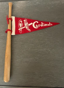 Vintage St. Louis Cardinals Mini Pennant On Mini Bat - Picture 1 of 3