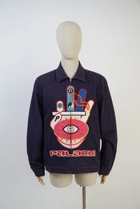Giacca Palace Hippy Cig L blu navy cotone zip occhiello grafica ricamata skateboard - Foto 1 di 11