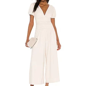 Susana Monaco Gathered Jumpsuit Wide Leg Blanched Almond M - Picture 1 of 5