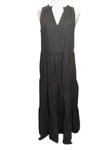 NWT TOMMY BAHAMA Lena Black Tiered Linen-Blend Maxi Dress Size XS Lagenlook - Picture 1 of 7