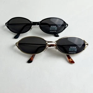 Ovale Sonnenbrille schwarz oder gold klassisch Y2K Ware Unisex einzigartig stilvoll - Bild 1 von 18