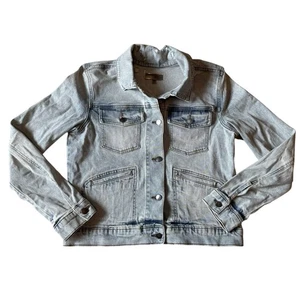 NWT KUT from the Kloth Anne Distressed Denim Jacket Light Wash Women's Large - Picture 1 of 11