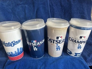 2025 Dodgers World Series Postseason (4) Cups With Lids From Dodger Stadium - Picture 1 of 2
