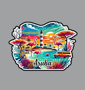 Aruba Jamaica Fridge Magnet or Laptop Sticker - Picture 1 of 18