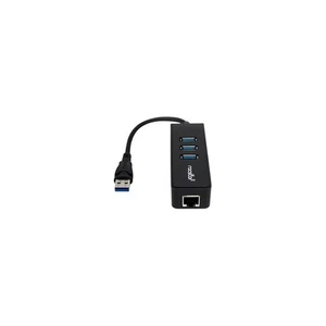 Rocstor Y10A179-B1 PREMIUM 3 PORT PORTABLE USB 3.0 HUB WITH GIGABIT ETHERNET 10/ - Picture 1 of 1