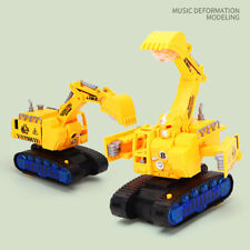 2 In 1 With Music Light Battery Powered Excavator Transforming Toy Robot ABS