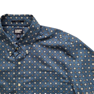 Men's Lands' End Blue Floral Shirt XL 17-17.5 Traditional Fit Button Down Cotton - Picture 1 of 9