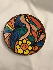 Art Pottery Folk Art Hummingbird FLOWER Bird Boho Aztec Plate.FREE SHIPPING - Picture 1 of 3