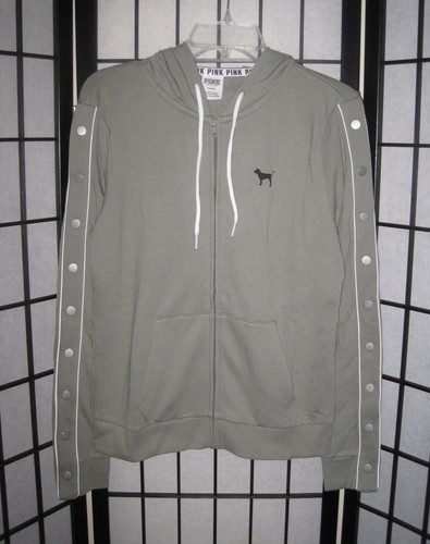 UNDERCOVER FELPA CON CAPPUCCIO NUOVA CON SCATOLA VICTORIA'S SECRET ROSA M VERDE SALVIA MANICA A SCATTO PERFETTA FULL ZIP