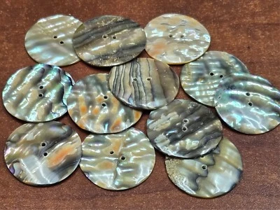 6 PCS ROUND ABALONE SHELL BLANK SEWING BUTTONS 35MM - Image 1 of 2